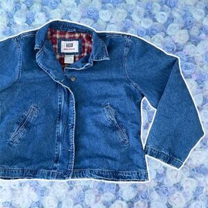 Vintage Faded Glory Jean Jacket Flannel Lined Grunge 90s Aesthetic Medium Zipper